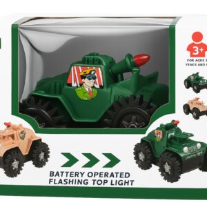 Tumbling Military Tank Toy for Kids – Battery Operated Action Vehicle with Flashing Lights & 360° Spinning Stunts – Available in Army Green & Desert Tan – Ages 3+